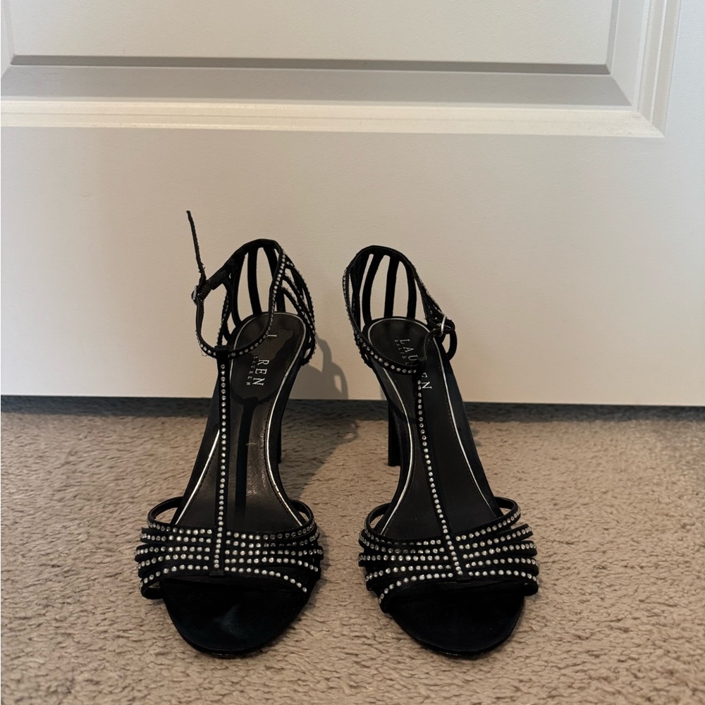Lauren Ralph Lauren Black Heels with Rhinestone Accents